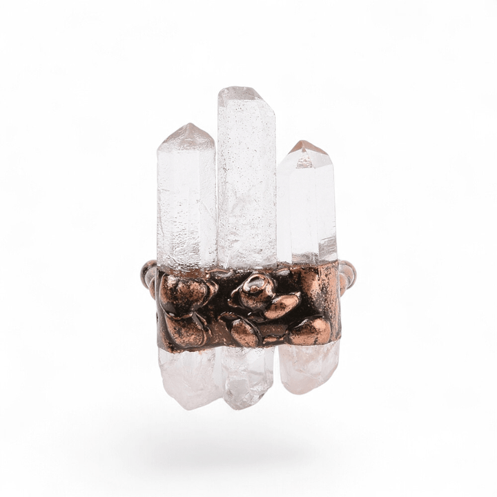 Triple Clear Quartz Ring — Clear Quartz crystal ring — Zen Collection metaphysical store Barrie Ontario