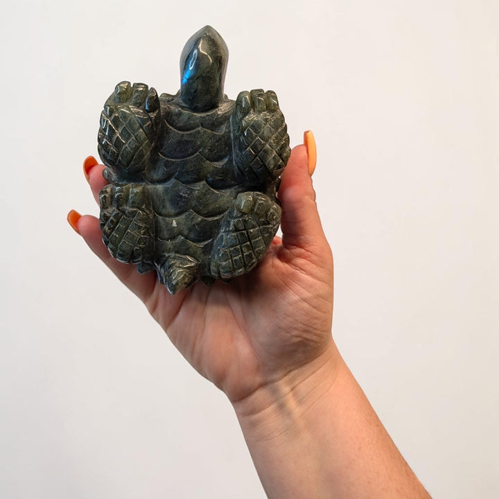 Labradorite Crystal Turtle Carving