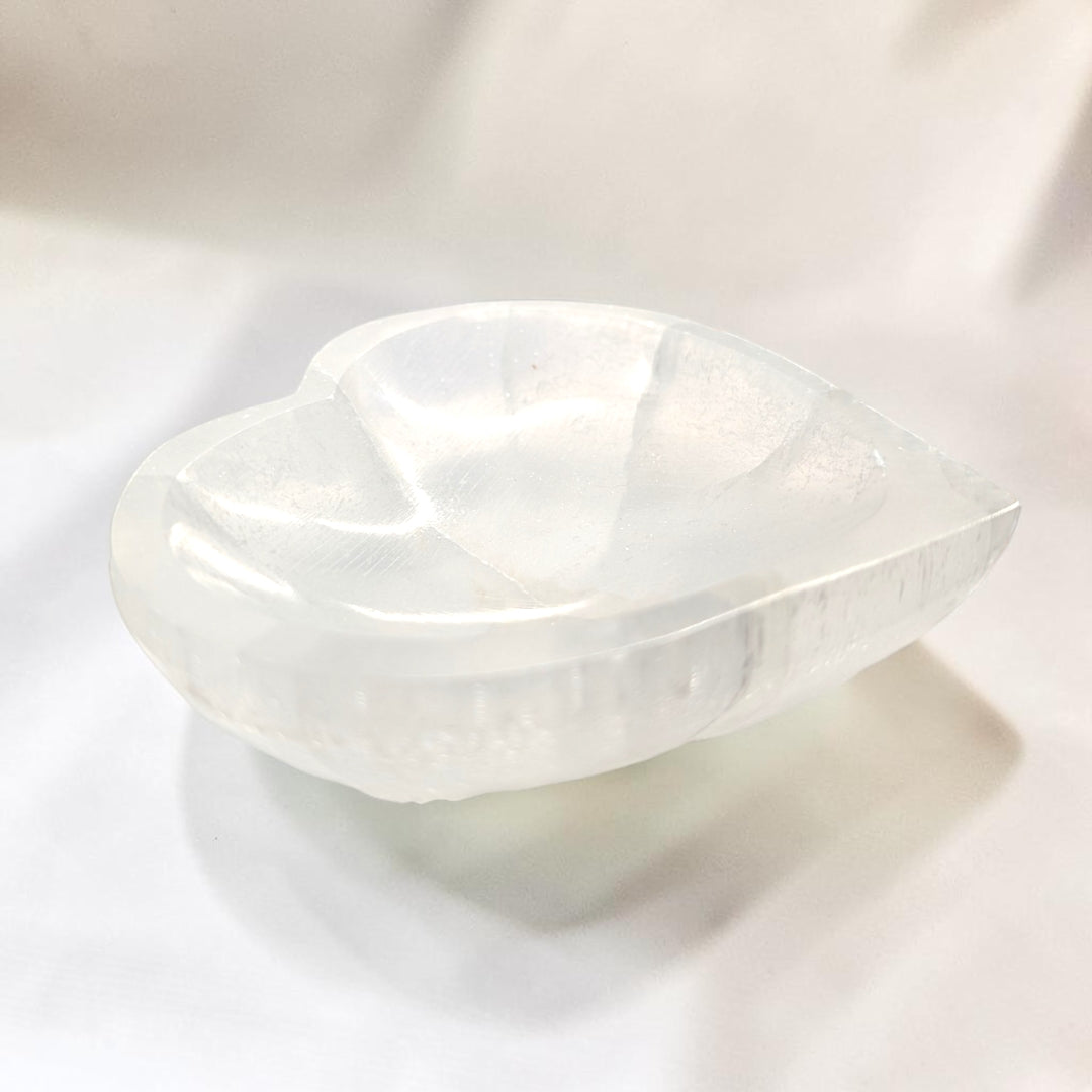 Selenite Heart Crystal Charging Bowl