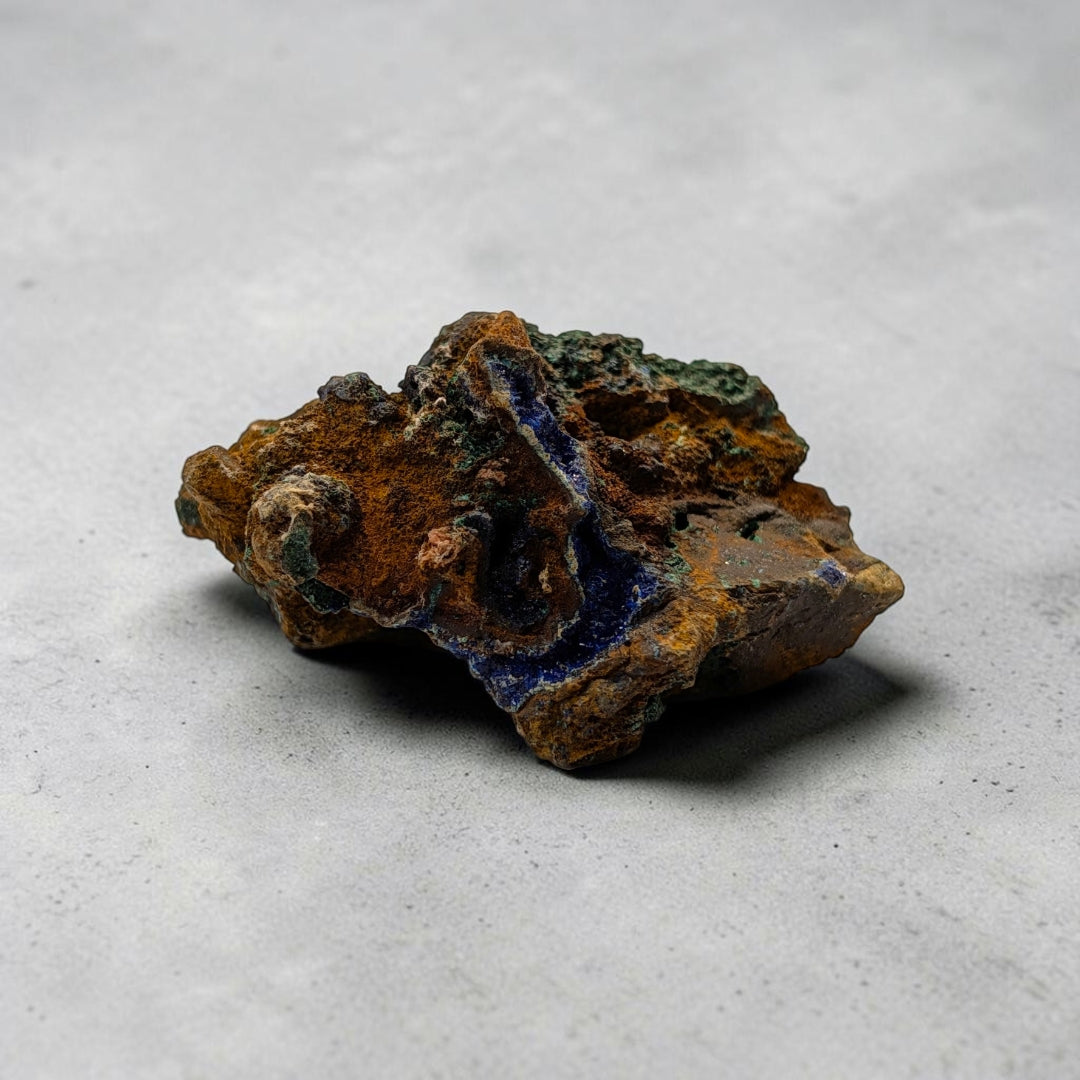 Azurite and Malachite on Copper Matrix