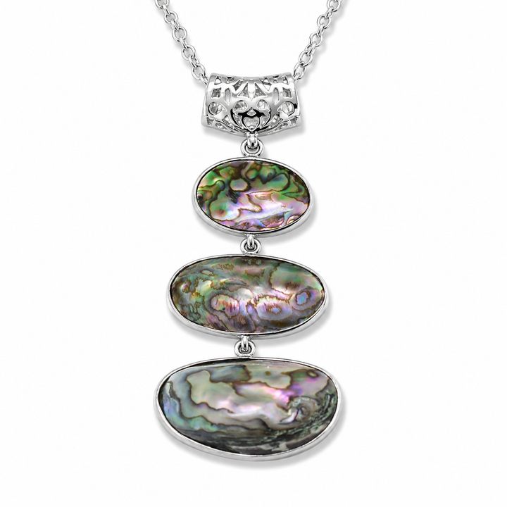 Natural Abalone Shell Triple Pendant Necklace - Main view | Zen Collection Metaphysical Store