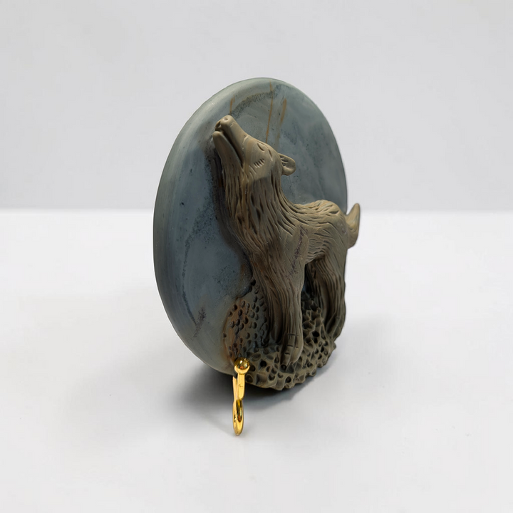 Picture Jasper Crystal Wolf Plaque | Picture Jasper | Instinct and Perseverance Support | Zen Collection Canada