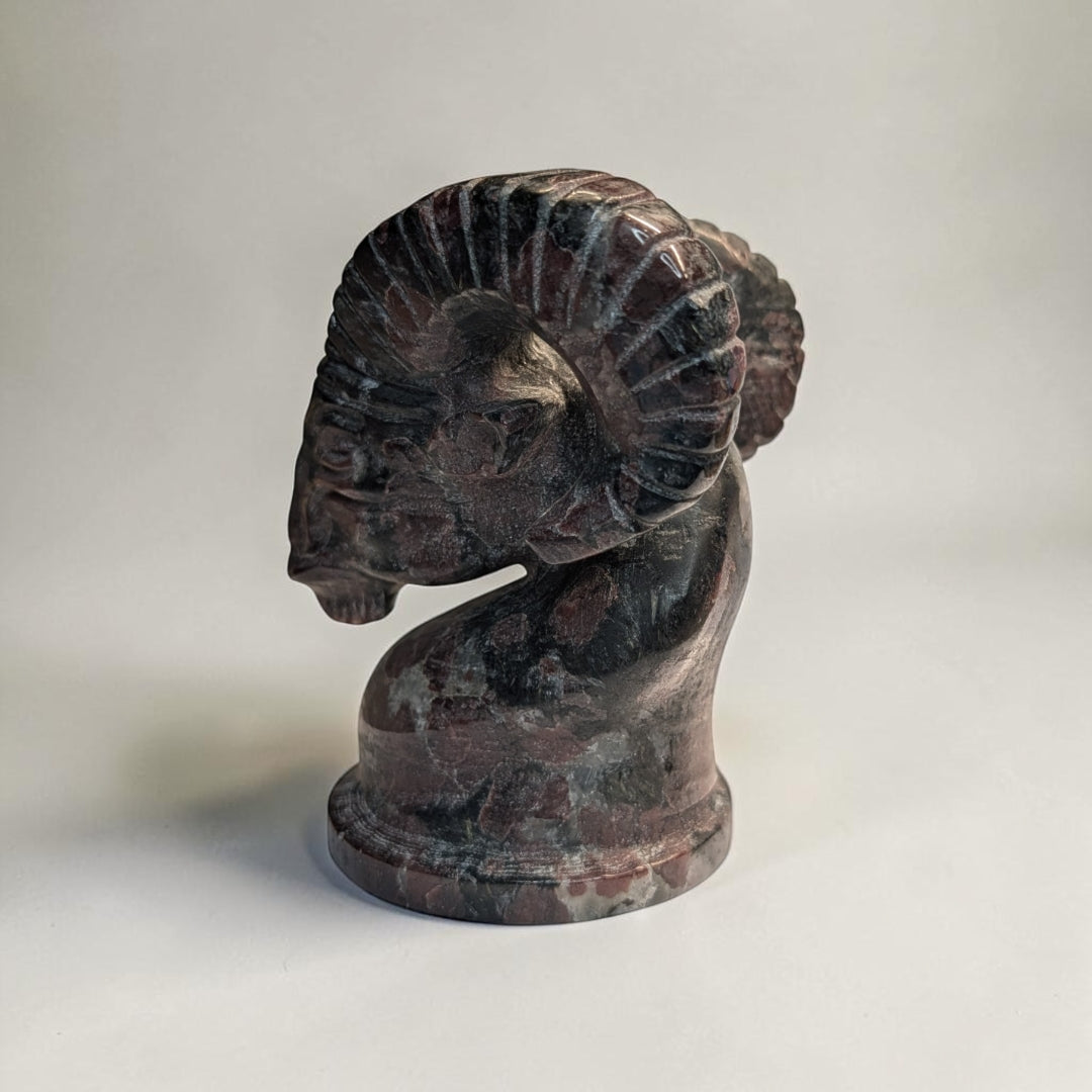 Garnet Crystal Ram Head Carving
