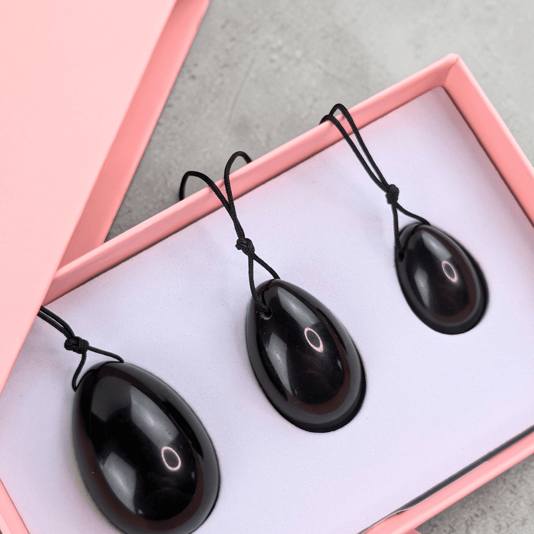 Black Obsidian Yoni Egg Set
