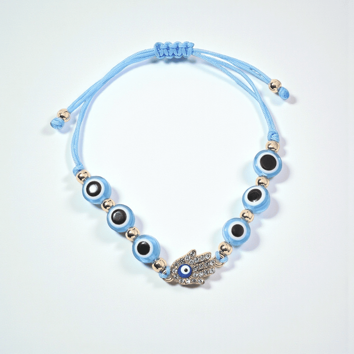 Bracelet ajustable œil grec bleu clair