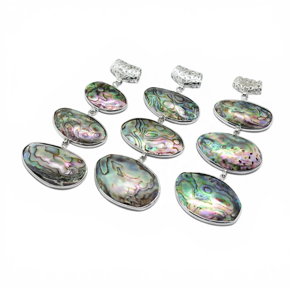 Natural Abalone Shell Triple Pendant Necklace - Alternate angle | Metaphysical Store Canada