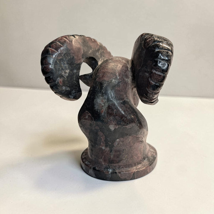Garnet Crystal Ram Head Carving