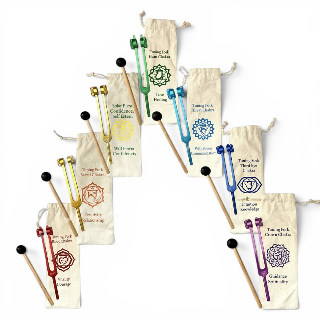 Complete 7 Chakra Tuning Fork Set - view 2 | Zen Collection