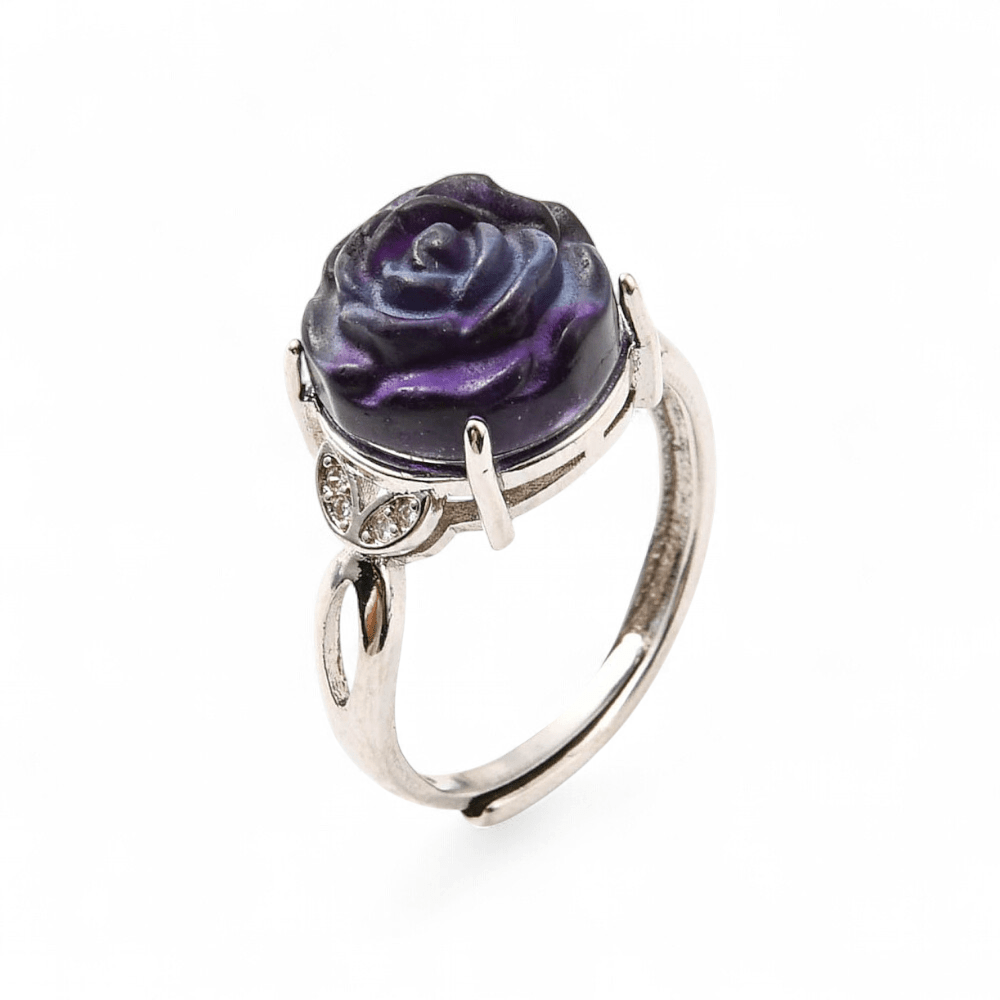 Fluorite Rose Ring — Fluorite crystal ring — Zen Collection metaphysical store Barrie Ontario