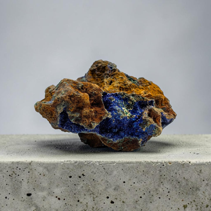 Azurite and Malachite on Copper Matrix