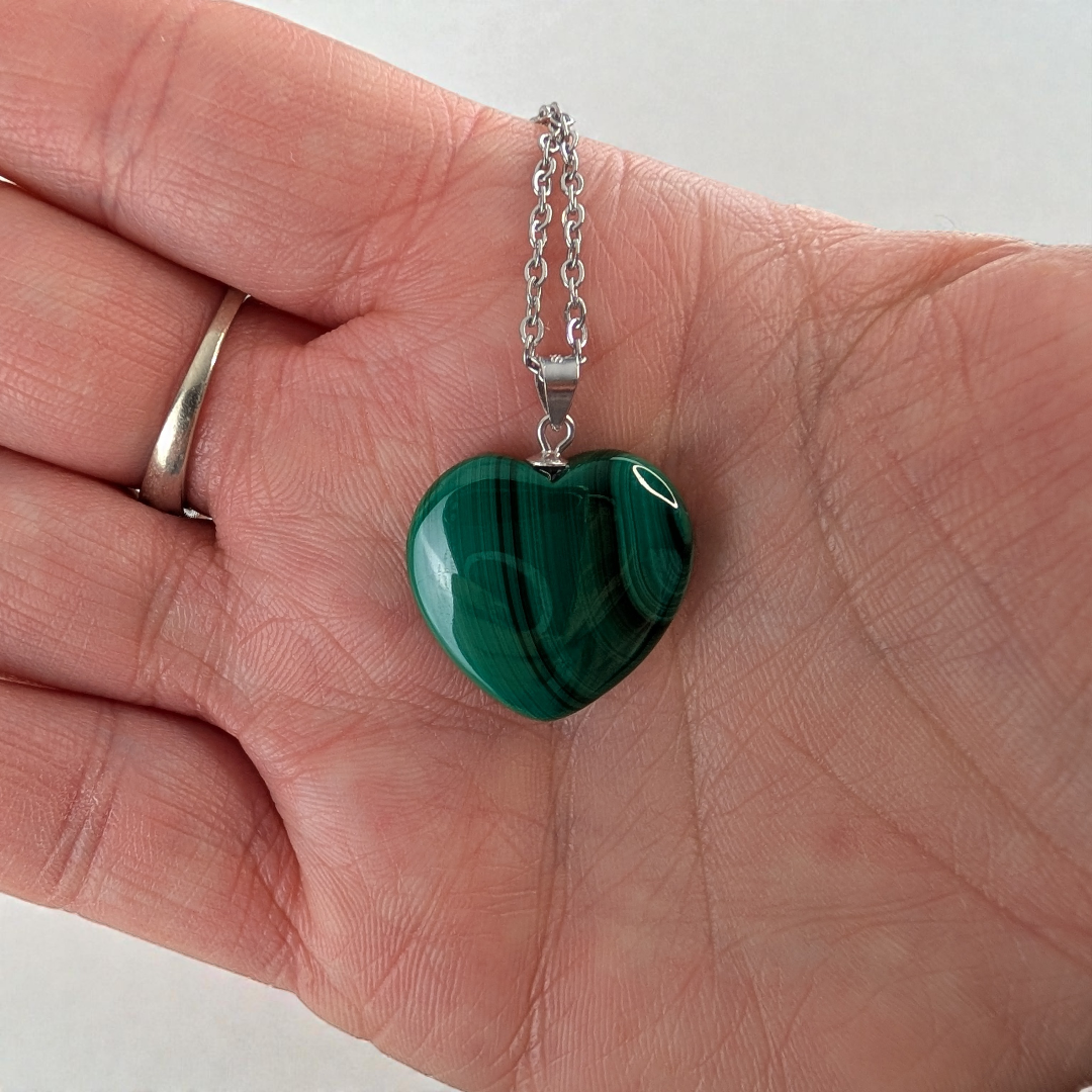 Collier Cœur en Malachite Authentique
