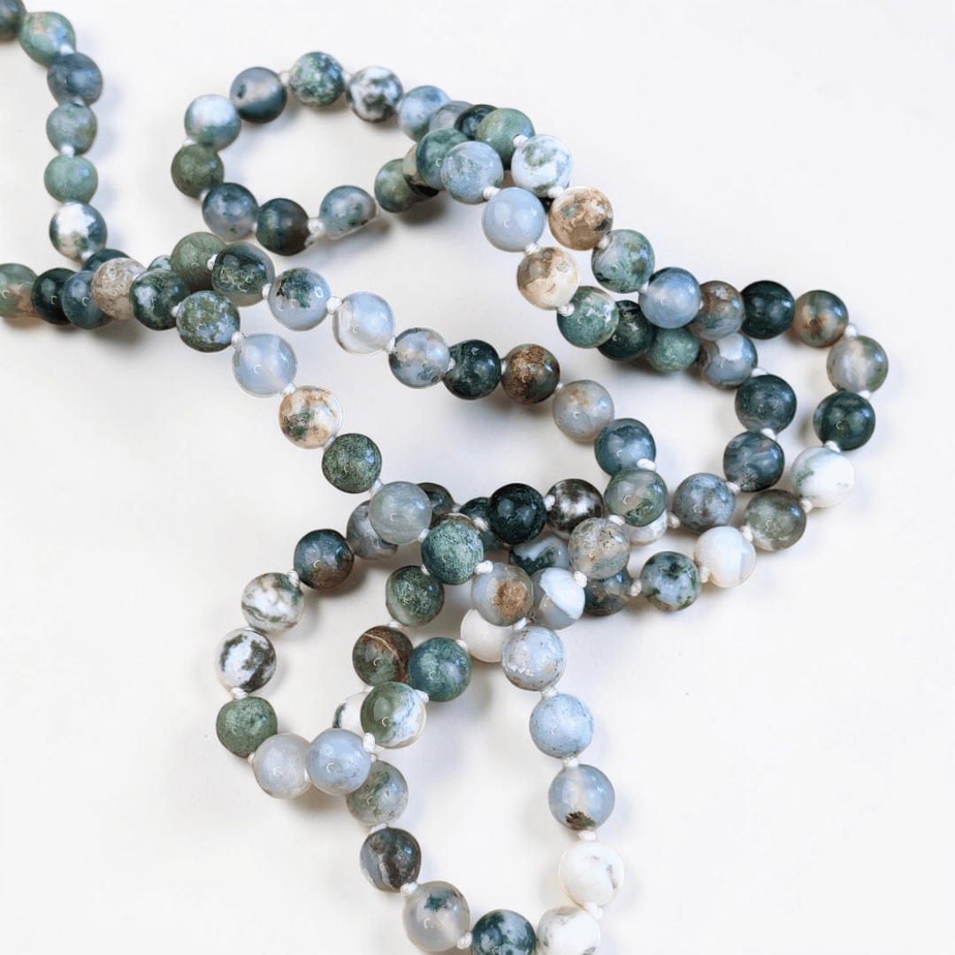 Collier Mala enroulé en agate arborescente