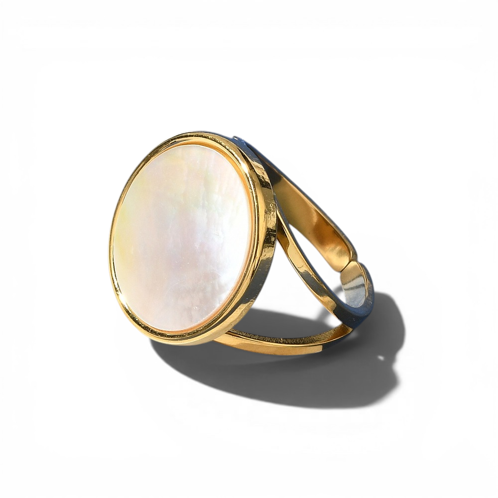 White Shell Adjustable Ring - Main view | Zen Collection Metaphysical Store