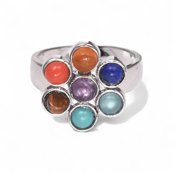 Flower Chakra Ring — Mixed gemstone crystal ring — Zen Collection metaphysical store Barrie Ontario