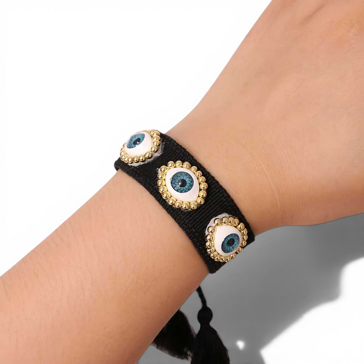 Woven Evil Eye Adjustable Bracelet - View | Zen Collection Canada