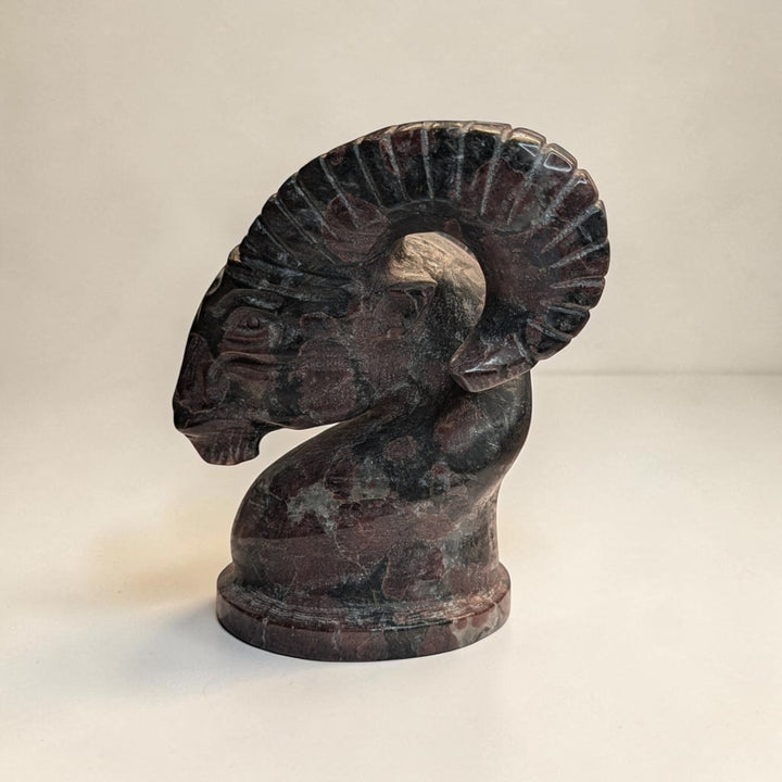 Garnet Crystal Ram Head Carving