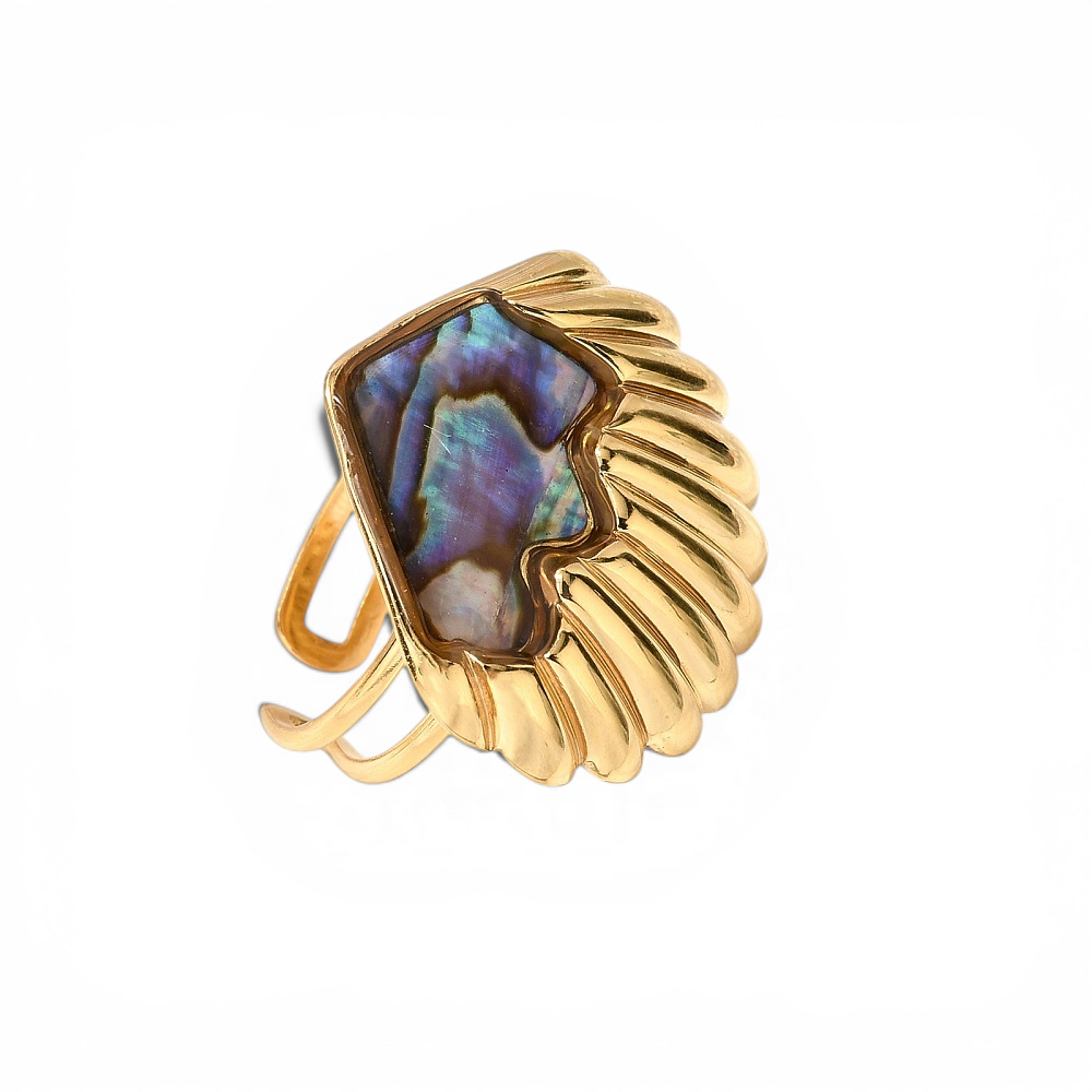 Adjustable Abalone Shell Statement Ring - Detail view | Crystal Shop Barrie Ontario