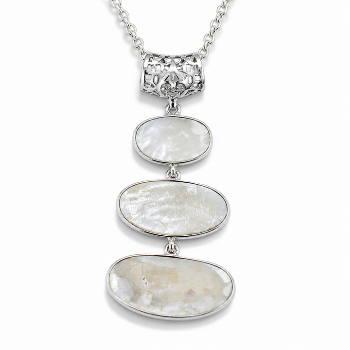 Natural Abalone Shell Triple Pendant Necklace - Detail view | Crystal Shop Barrie Ontario