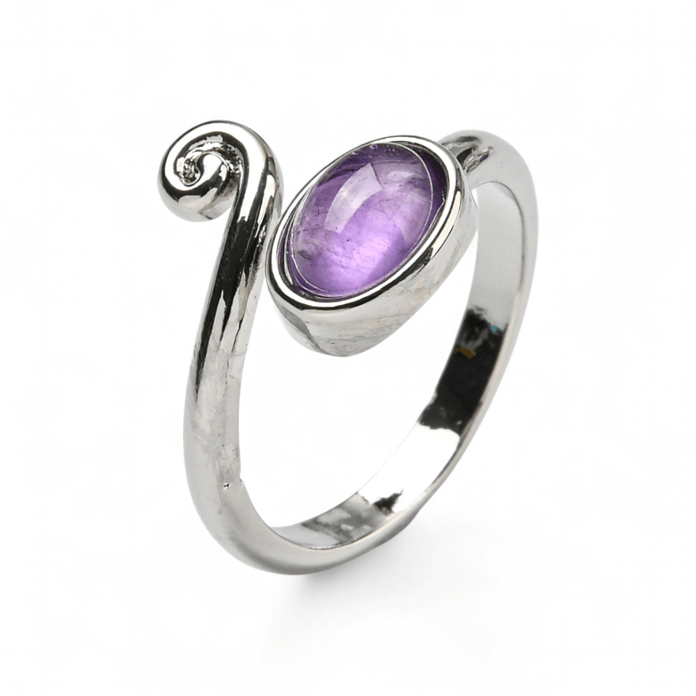 Amethyst Spiral Ring — Amethyst crystal ring — Zen Collection metaphysical store Barrie Ontario