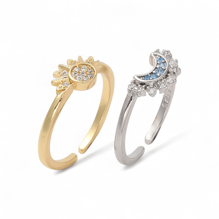 Sun and Moon Ring Set — Celestial ring — Zen Collection metaphysical store Barrie Ontario