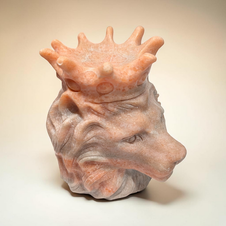 Sunstone Crystal Lion Carving