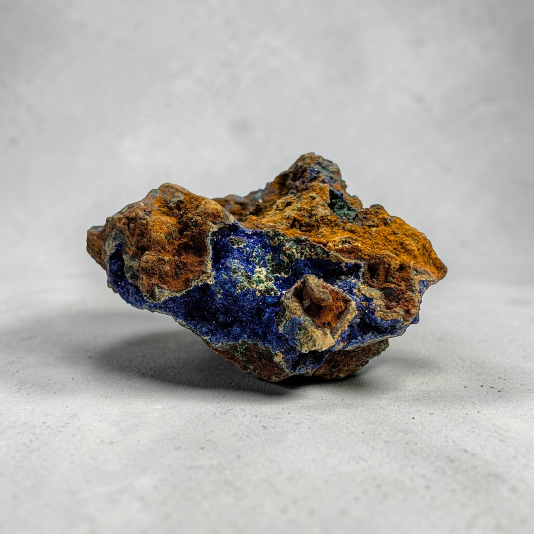 Azurite and Malachite on Copper Matrix