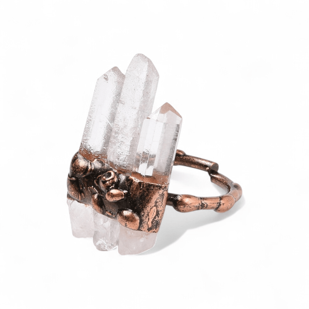 Triple Clear Quartz Ring — Clear Quartz crystal ring — Zen Collection metaphysical store Barrie Ontario