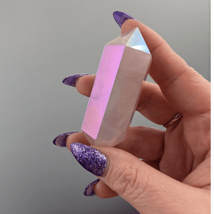 Pointe biterminée en quartz rose