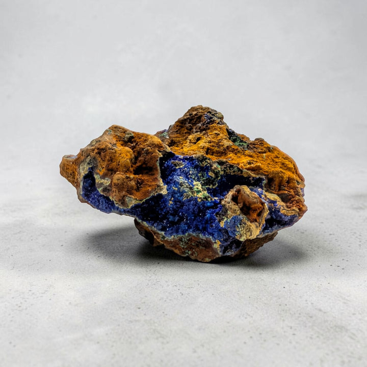 Azurite and Malachite on Copper Matrix