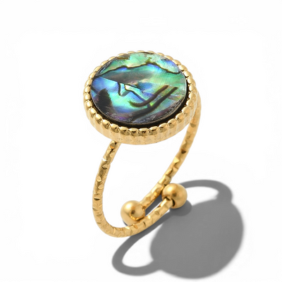 Dainty Natural Abalone Adjustable Ring