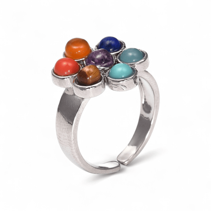 Flower Chakra Ring — Mixed gemstone crystal ring — Zen Collection metaphysical store Barrie Ontario