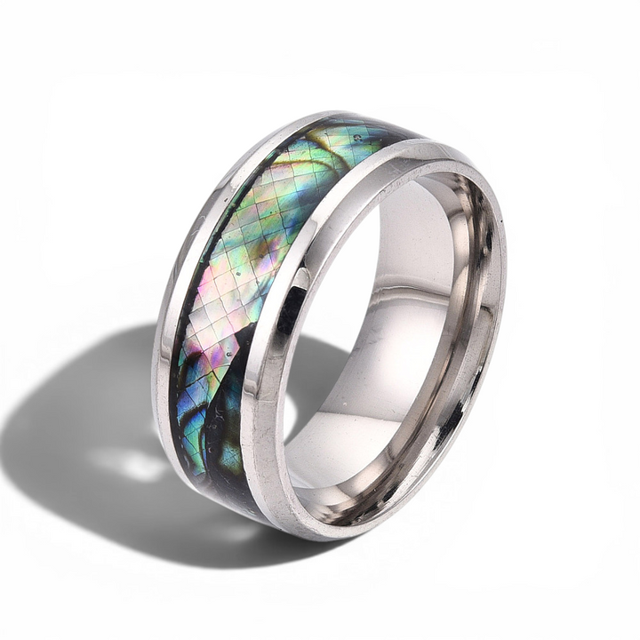 Stainless Steel Abalone Shell Ring - View 6 | Zen Collection