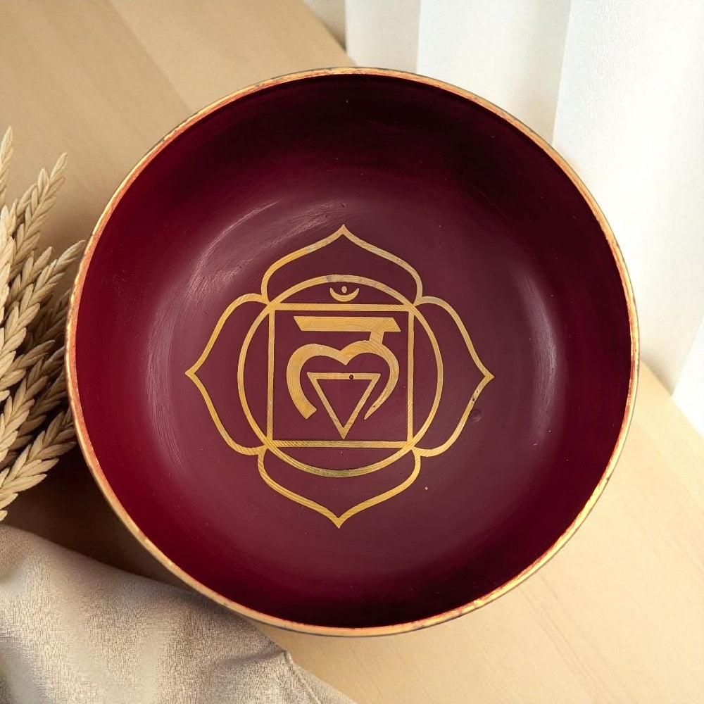Red Root Chakra meditation bowl available at zen collection crystal shop near me
