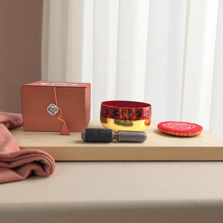 Red Root Chakra meditation bowl available at zen collection crystal shop near me