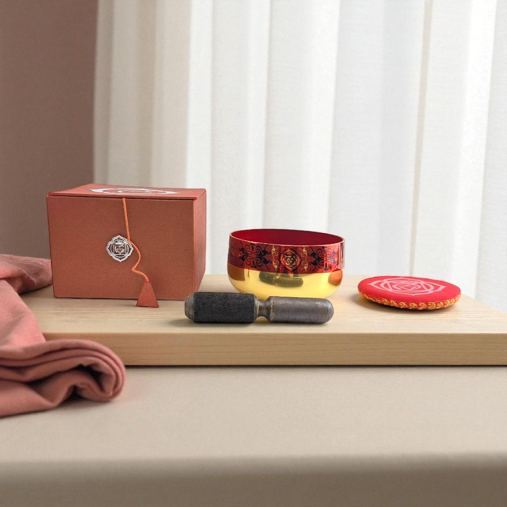 Red Root Chakra meditation bowl available at zen collection crystal shop near me