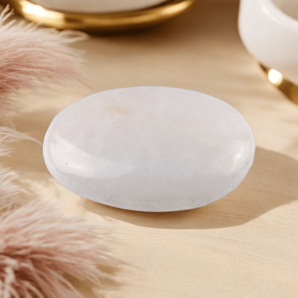 Heart chakra palm stone for emotional softening


