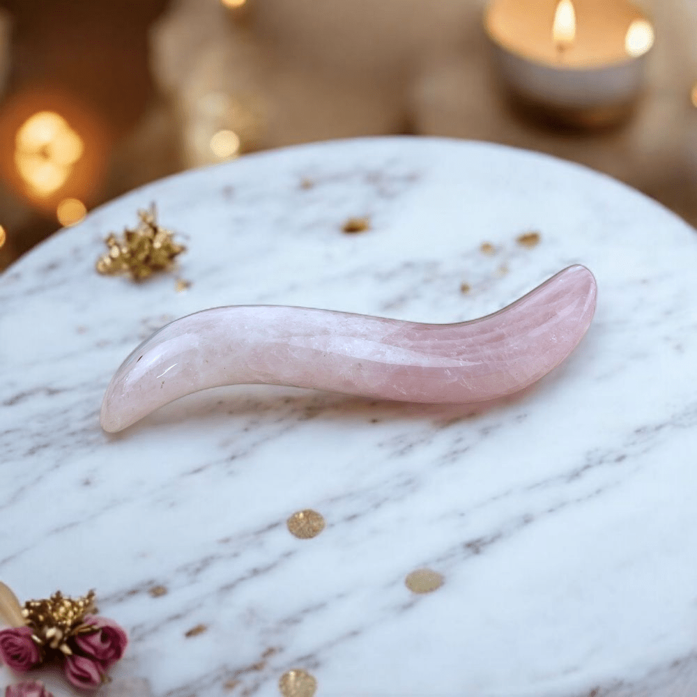 Woman's Rose Quartz Massager for self-care