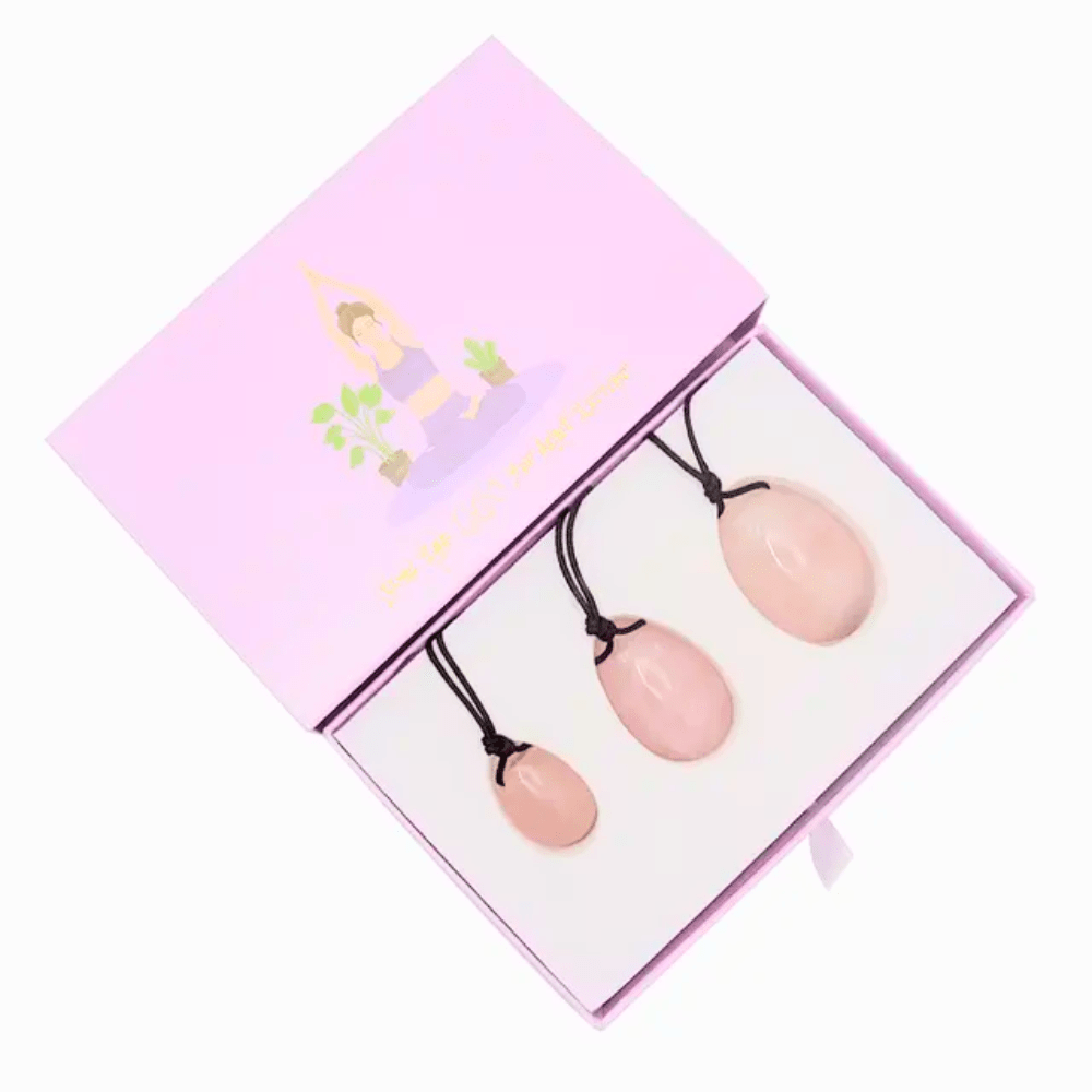 Ensemble d'œufs de yoni en quartz rose