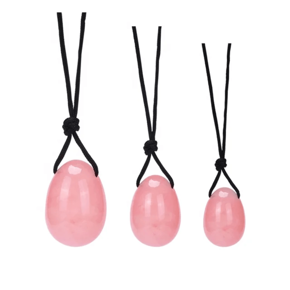 Ensemble d'œufs de yoni en quartz rose