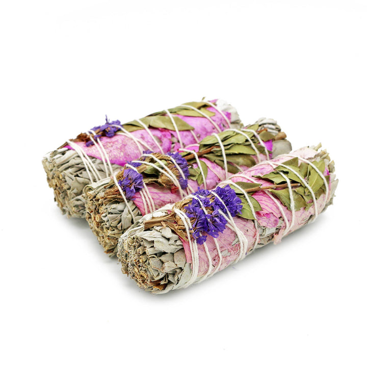 Rose Statice and Sage Smudge Stick - Zen Collection