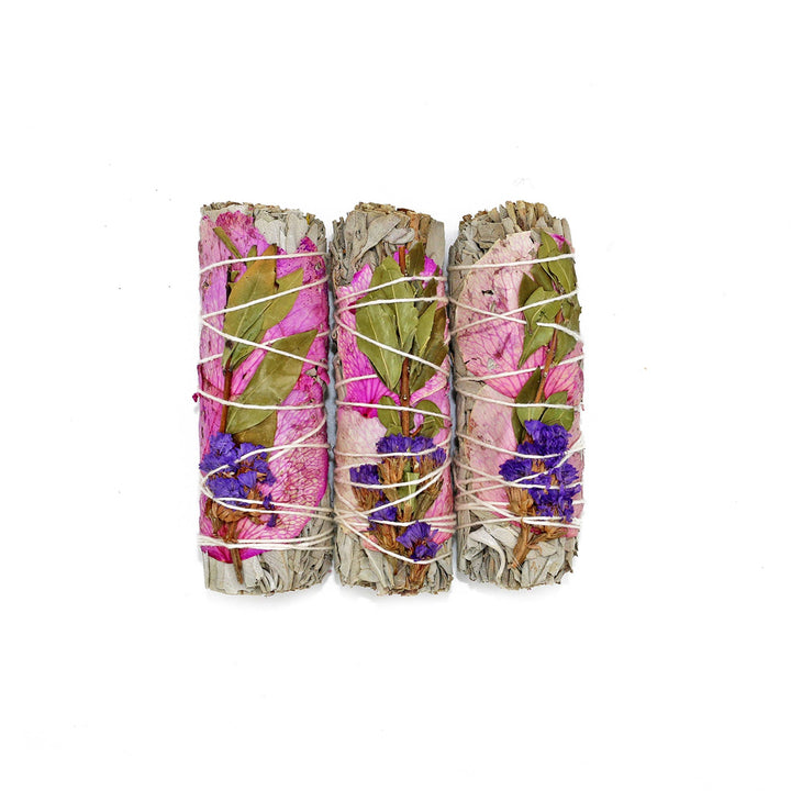 Rose Statice and Sage Smudge Stick - Zen Collection