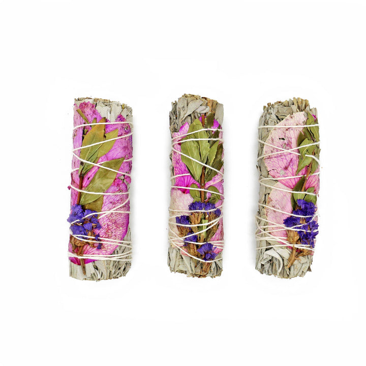 Rose Statice and Sage Smudge Stick - Zen Collection