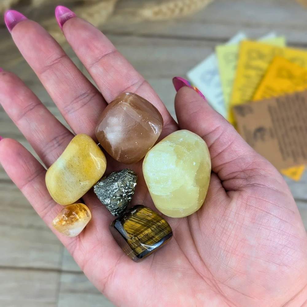 Solar Plexus Chakra Crystal Set will balance this energy center , improving self confidence and determination to overcome challenges 