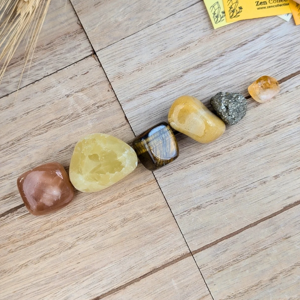 Solar Plexus Chakra Crystal Set will balance this energy center , improving self confidence and determination to overcome challenges 