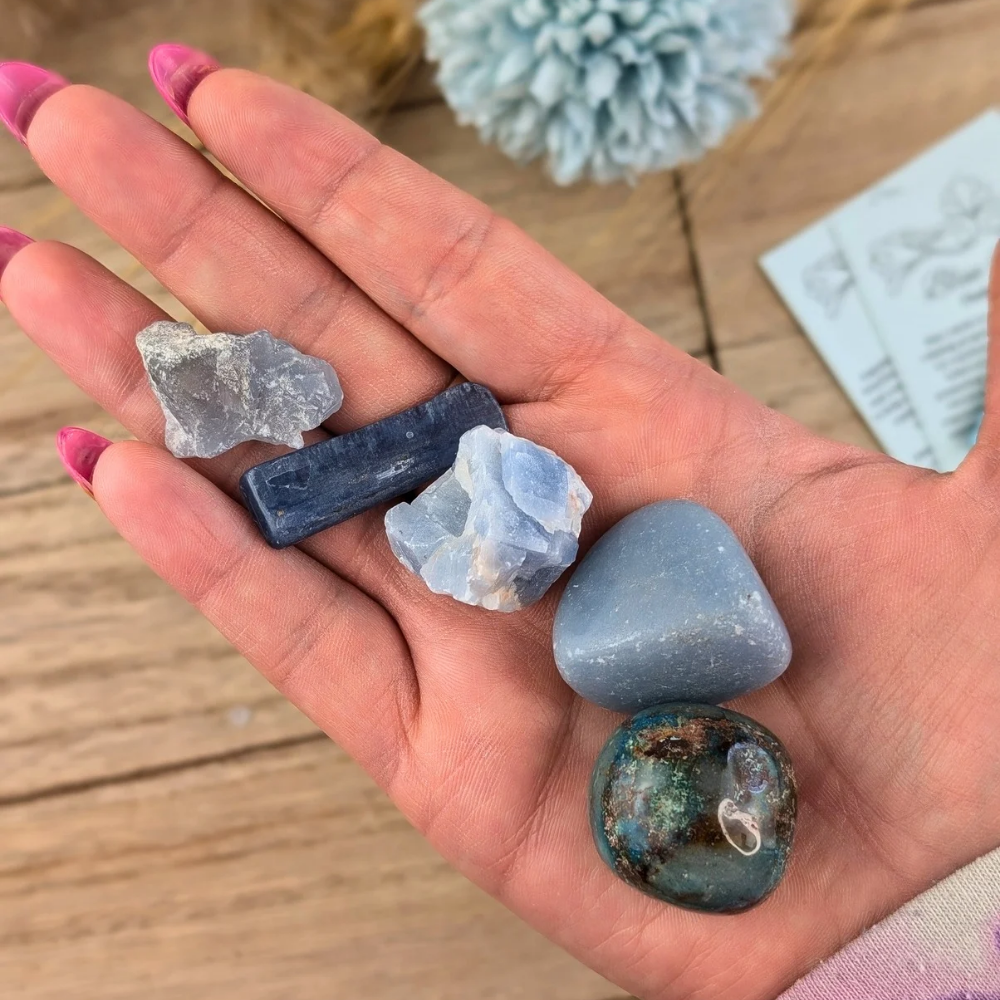 Throat Chakra Crystal Set available today! This set will encourage you to open and freely communicate and express yourself