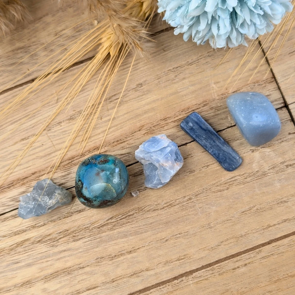 Throat Chakra Crystal Set available today! This set will encourage you to open and freely communicate and express yourself