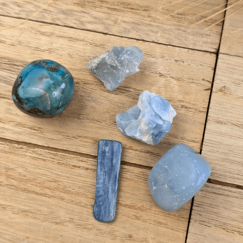Throat Chakra Crystal Set available today! This set will encourage you to open and freely communicate and express yourself
