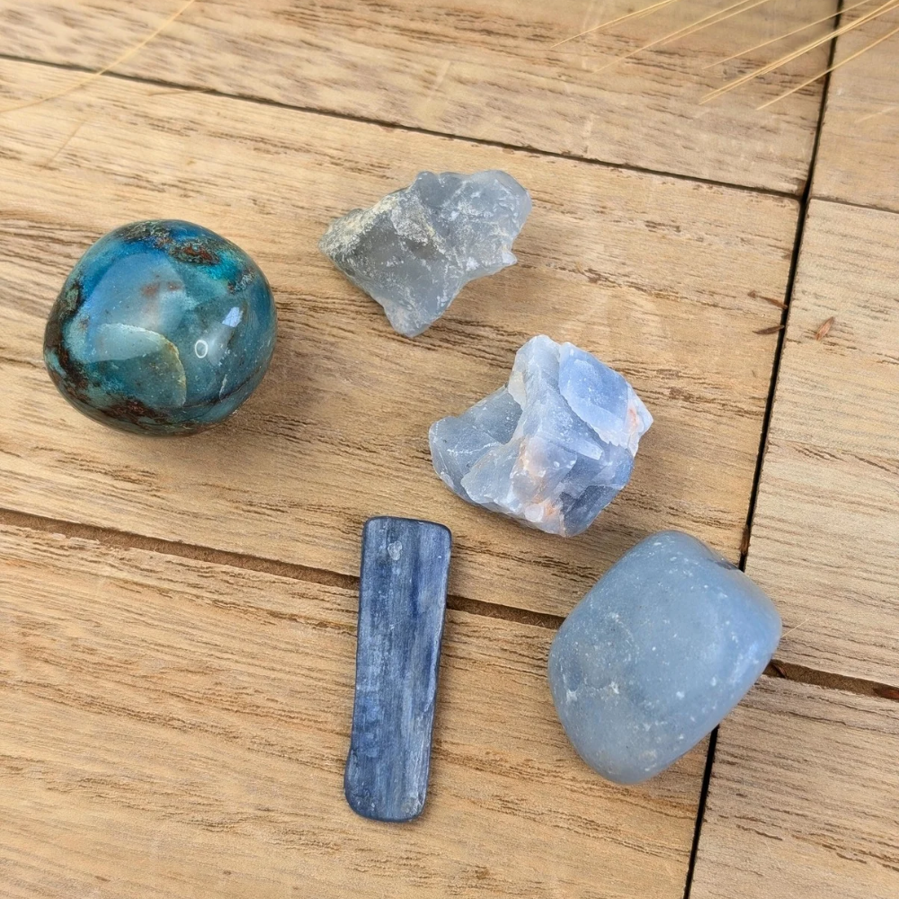 Throat Chakra Crystal Set available today! This set will encourage you to open and freely communicate and express yourself