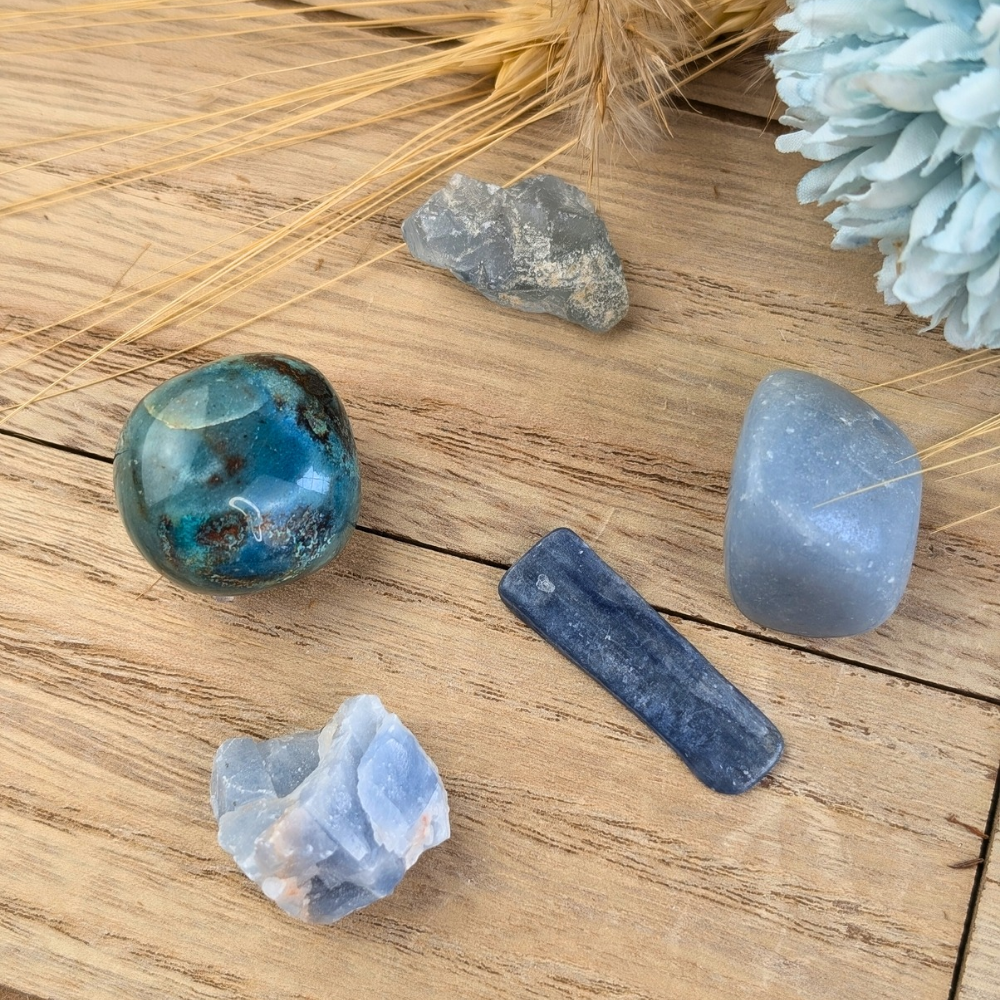 Throat Chakra Crystal Set available today! This set will encourage you to open and freely communicate and express yourself