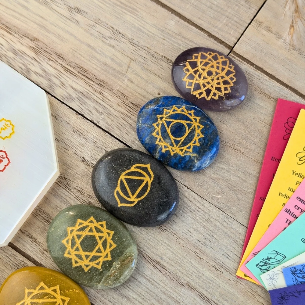 Our Handmade Chakra Worry Stone Set will balance and cleanse your entire chakra system. Hurry, this is the only set available 